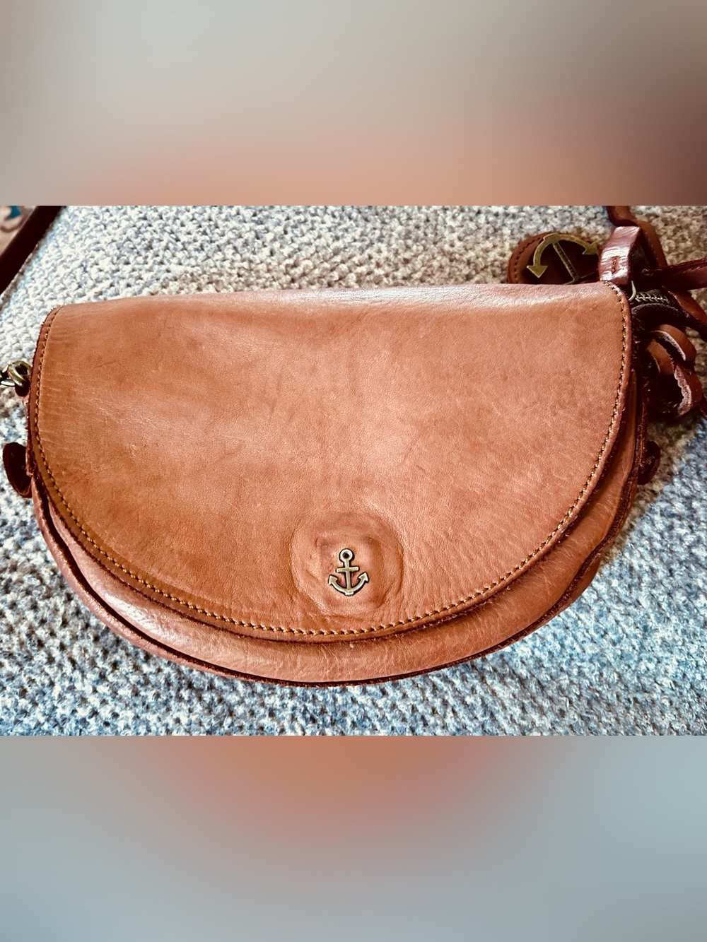 HARBOUR 2ND Crossbody Belt clutch bag Cognac EUC